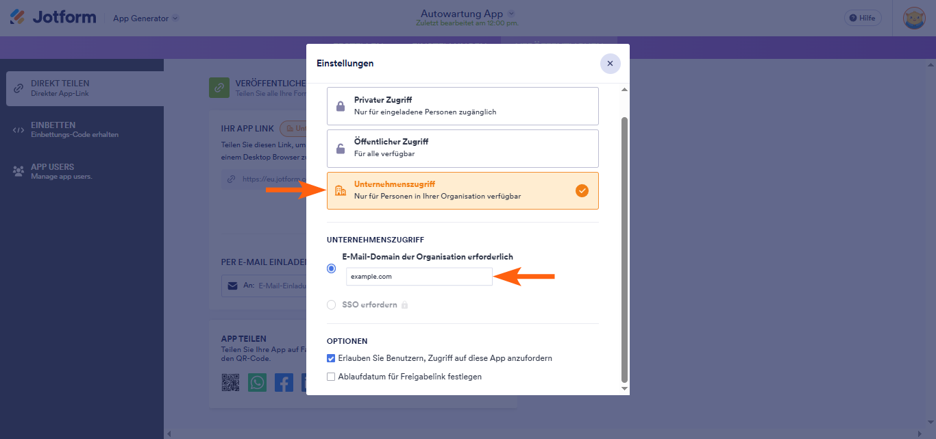 Wie Sie festlegen, dass eine App nur für Mitglieder einer Organisation zugänglich ist Image-2