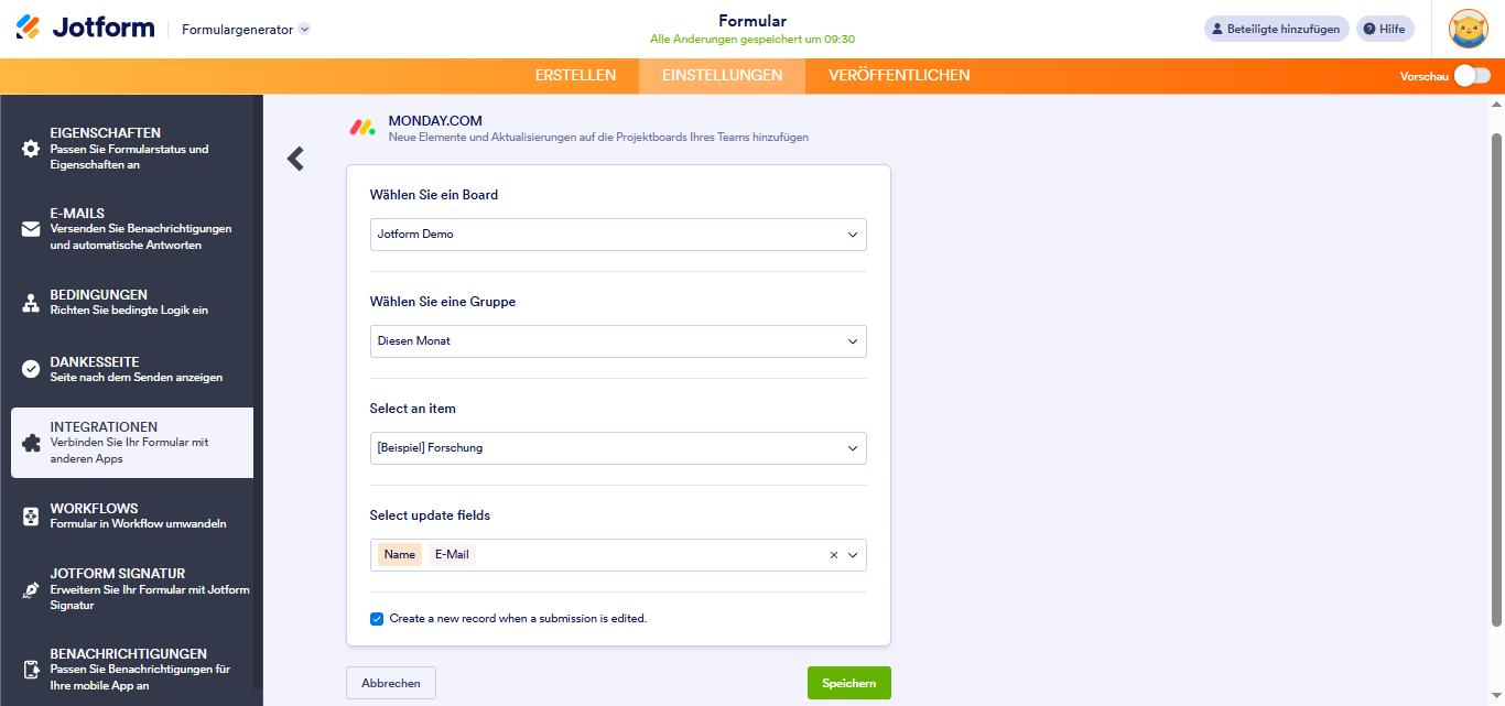 Wie Sie Jotform in monday