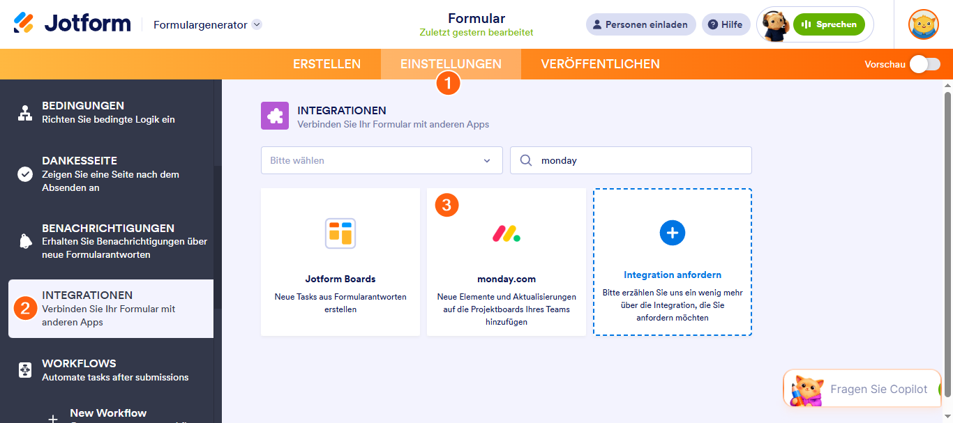 Wie Sie Jotform in monday