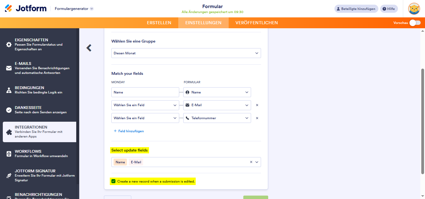 Wie Sie Jotform in monday