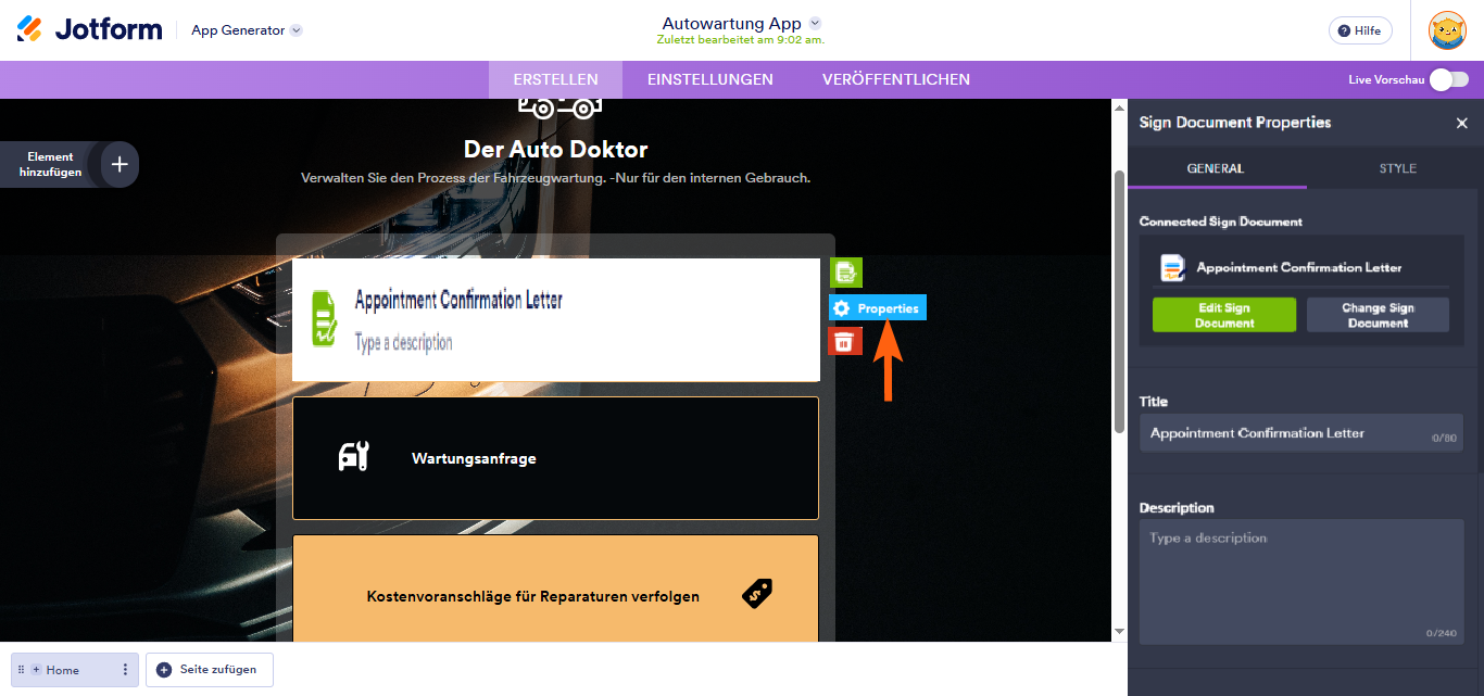 Hinzufügen einer elektronischen Signatur im Jotform App Generator Image-4