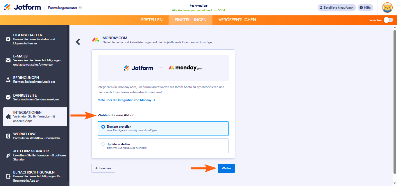 Wie Sie Jotform in monday