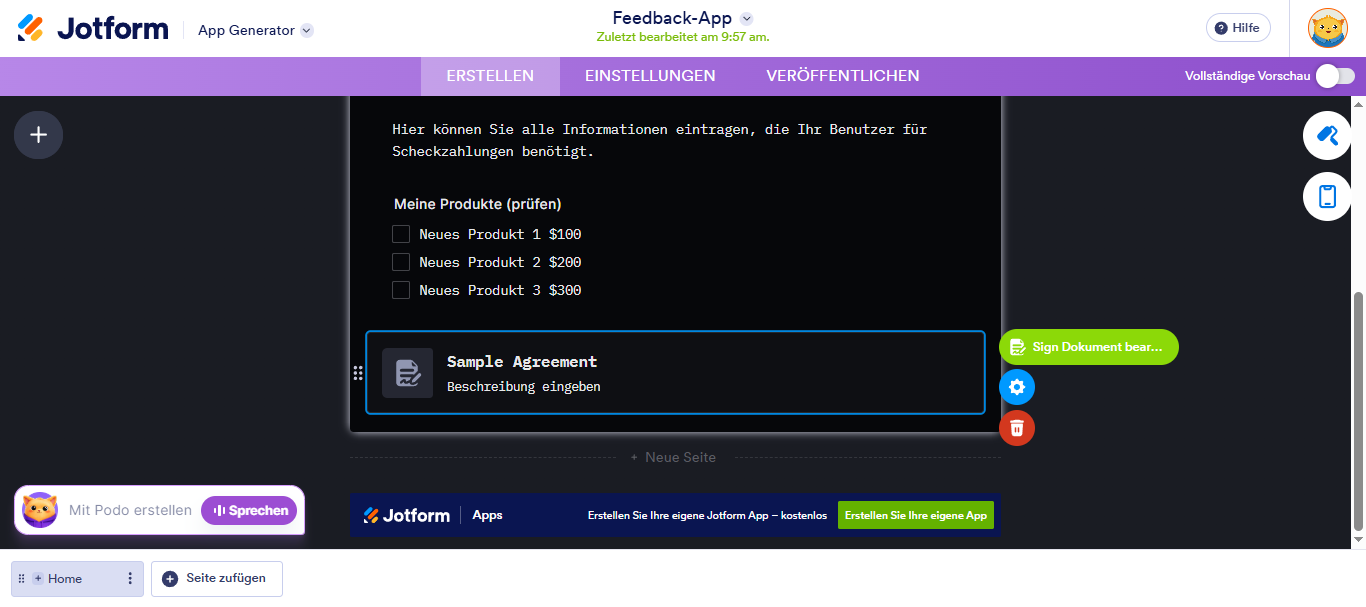 Hinzufügen einer elektronischen Signatur im Jotform App Generator Image-4