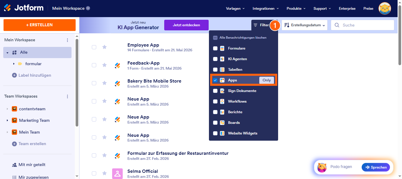 Wie Sie Apps in Jotform Apps deaktivieren oder löschen Image-1