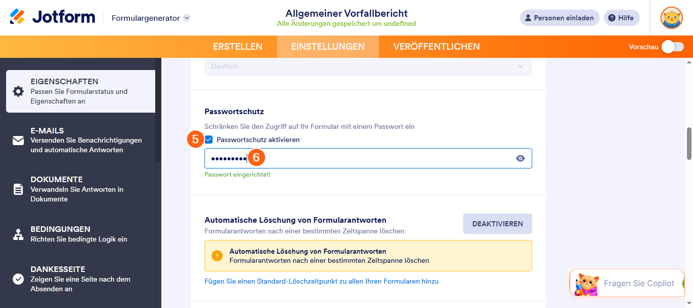 Wie Sie ein Formular mit einem Passwort schützen