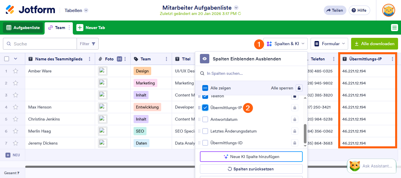 Wie Sie die IP-Adressen von Befragten Formulars finden