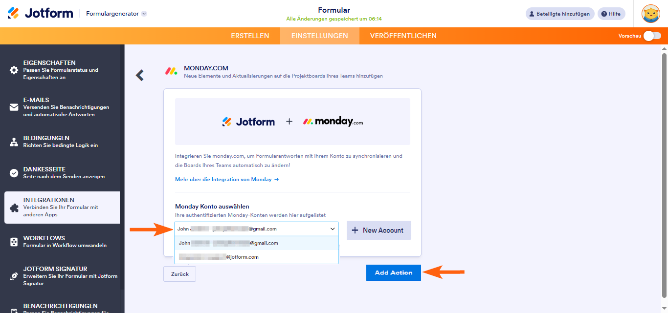 Wie Sie Jotform in monday