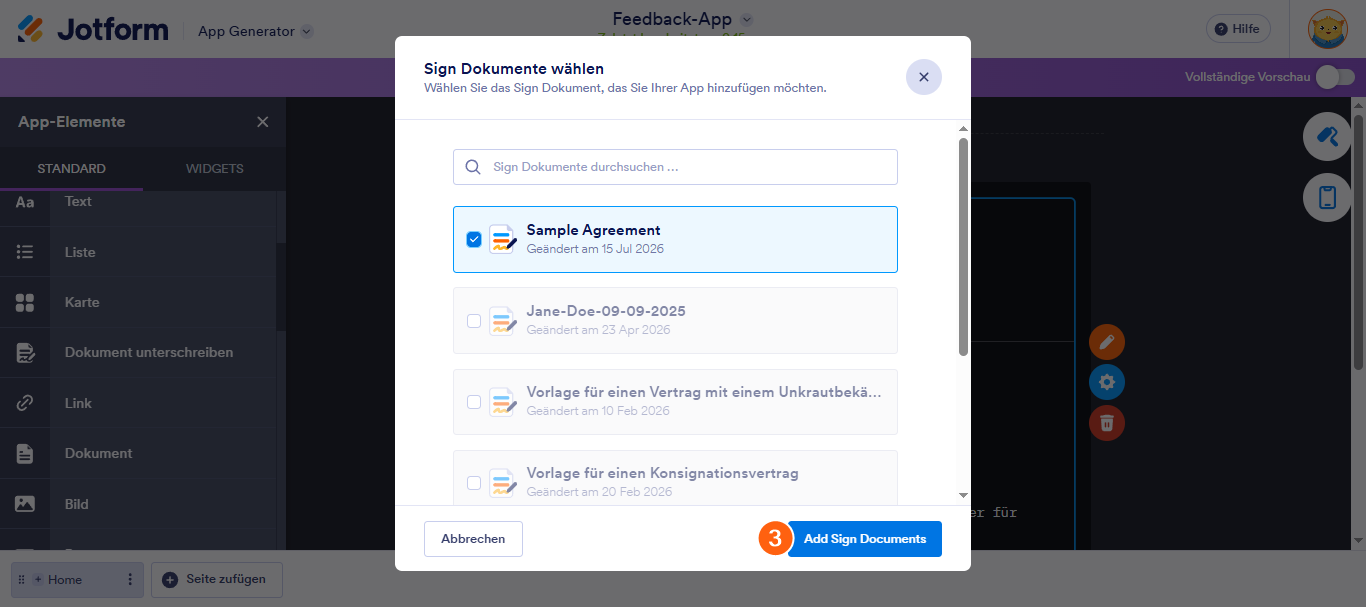 Hinzufügen einer elektronischen Signatur im Jotform App Generator Image-3