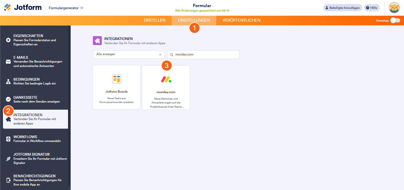 Wie Sie Jotform in monday