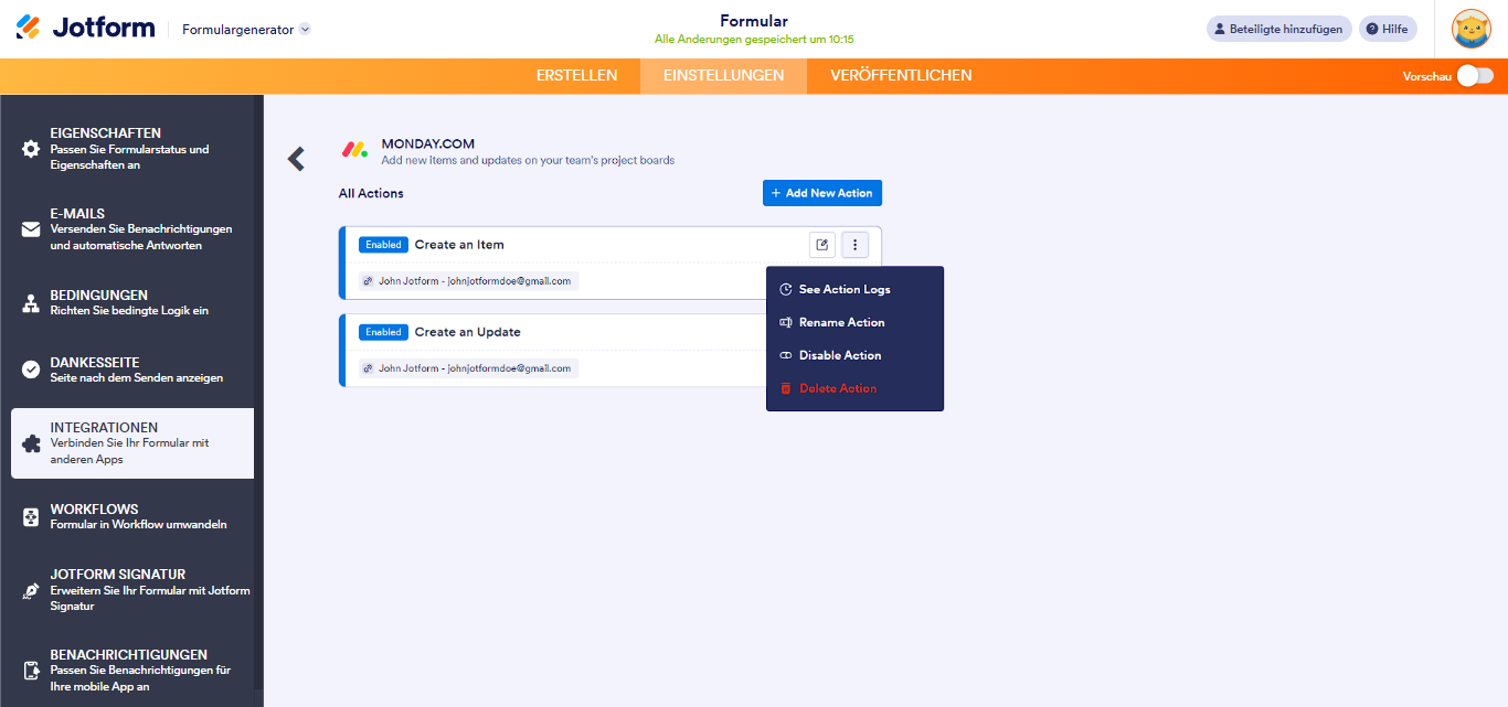 Wie Sie Jotform in monday