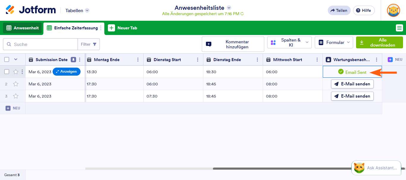 Wie Sie E-Mail mit Formulardaten in Jotform Tabellen senden Image-11