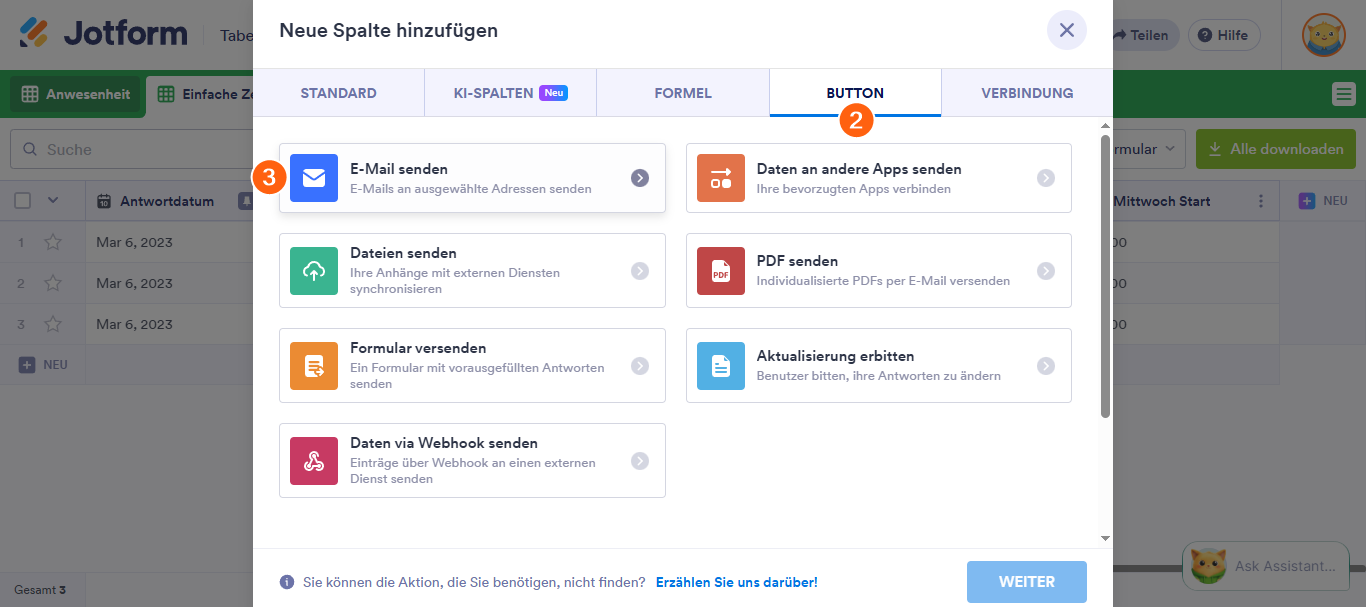 Wie Sie E-Mail mit Formulardaten in Jotform Tabellen senden Image-2