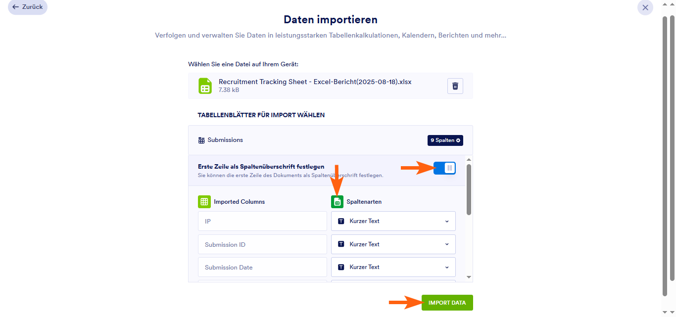 Wie Sie Daten in Jotform Tabellen importieren Image-4