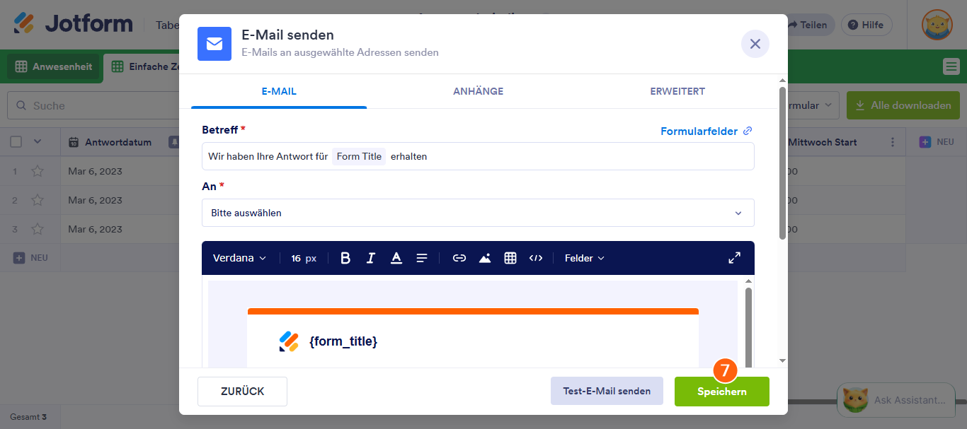Wie Sie E-Mail mit Formulardaten in Jotform Tabellen senden Image-6
