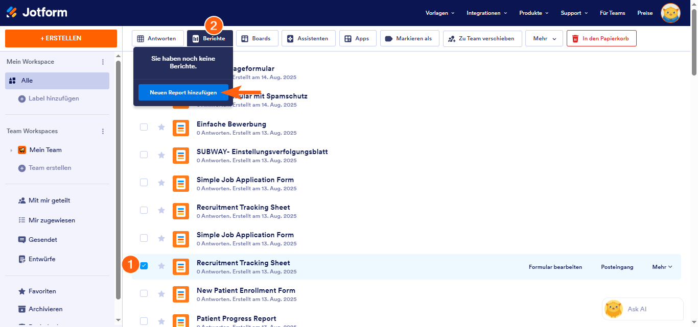 Wie Sie Formularberichte in Jotform erstellen Image-1