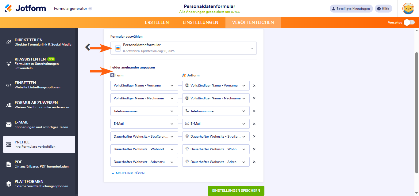 Wie Sie Formularfelder mit Daten aus einem anderen Formular mit Prefill vorbefüllen Image-2