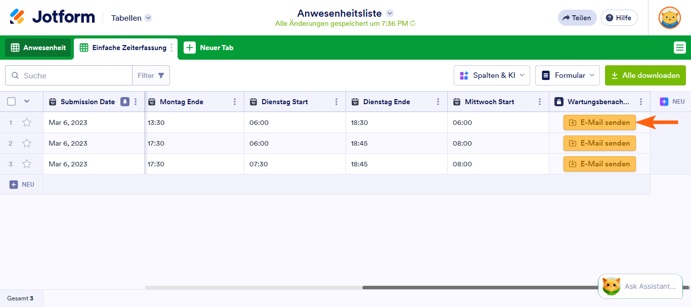 Wie Sie E-Mail mit Formulardaten in Jotform Tabellen senden Image-15