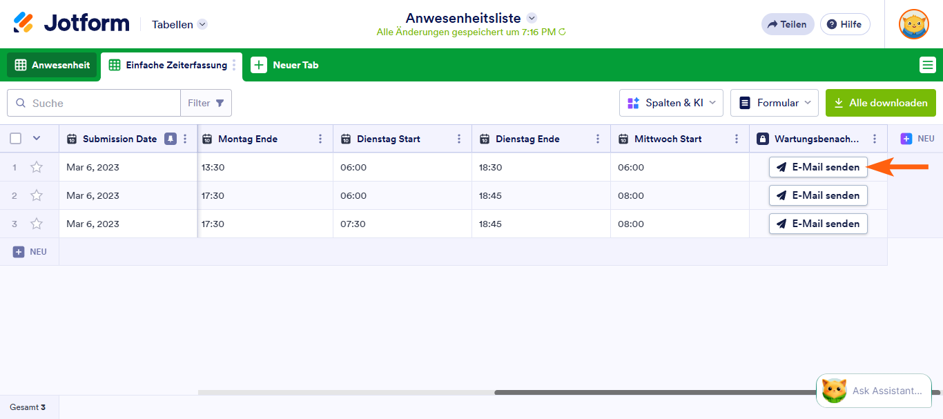 Wie Sie E-Mail mit Formulardaten in Jotform Tabellen senden Image-10