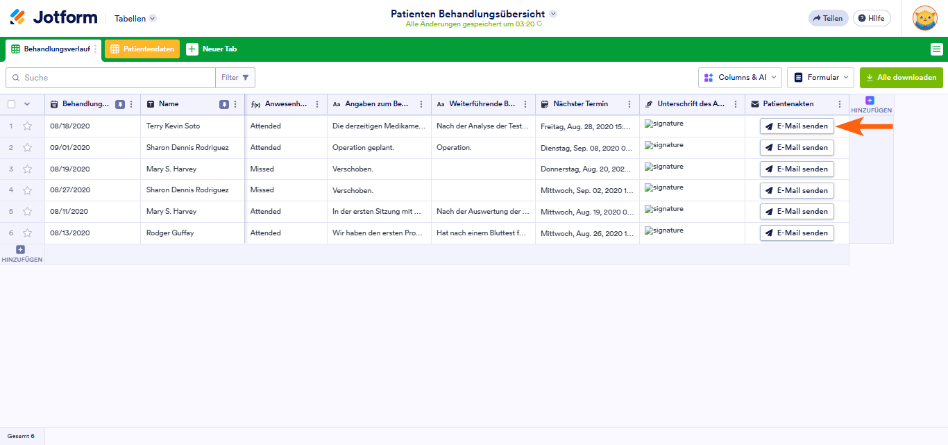 Wie Sie E-Mail mit Formulardaten in Jotform Tabellen senden Image-10