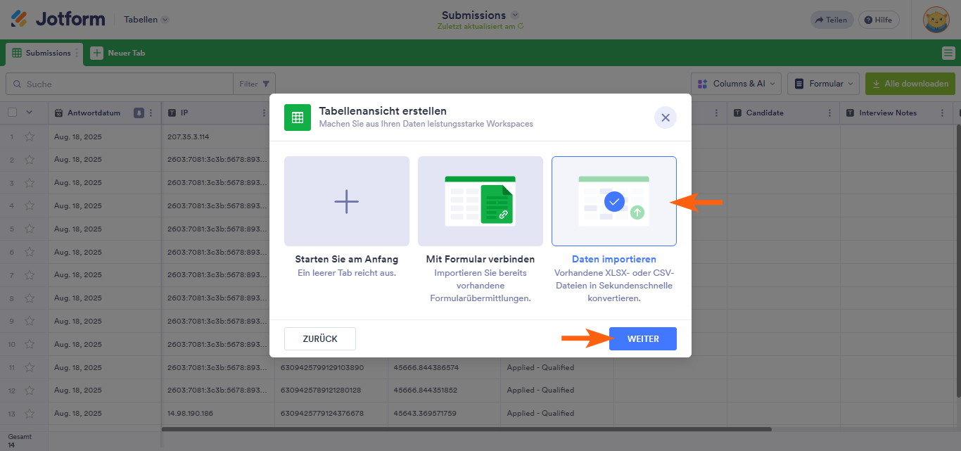 Wie Sie Daten in Jotform Tabellen importieren Image-8