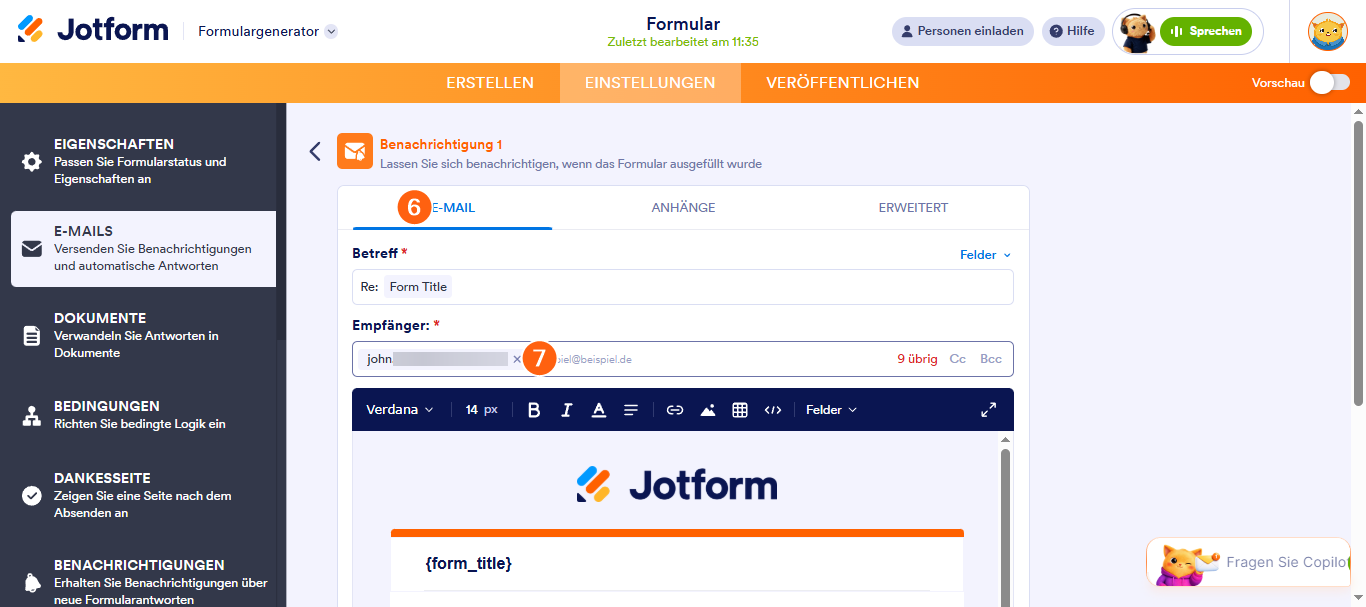Wie Sie die für die E-Mail-Benachrichtigung verwendete E-Mail-Adresse ändern? Image-4