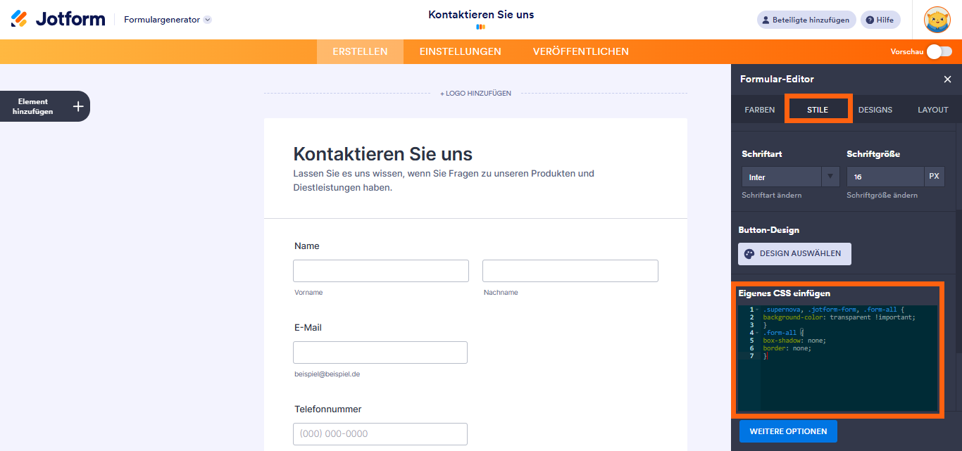 Wie Sie den Formularhintergrund transparent machen Image-6