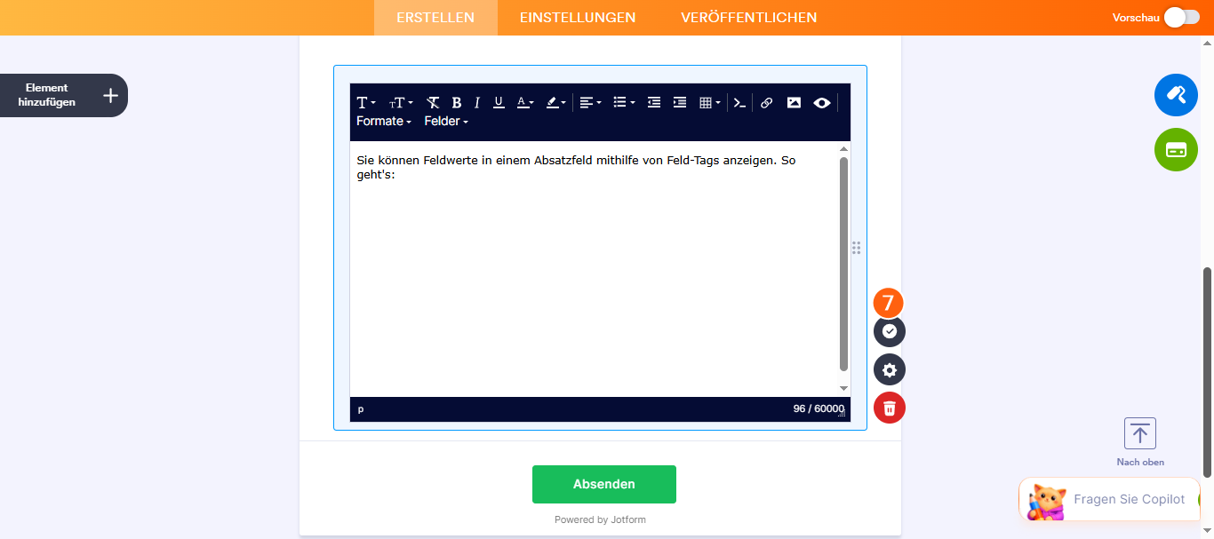 Einen Eingabefeldwert an ein Textabsatzelement übergeben Image-7