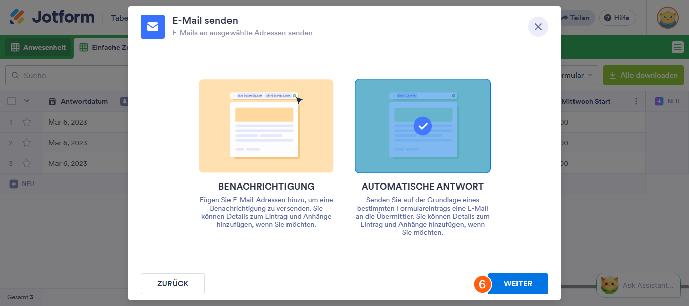 Wie Sie E-Mail mit Formulardaten in Jotform Tabellen senden Image-5