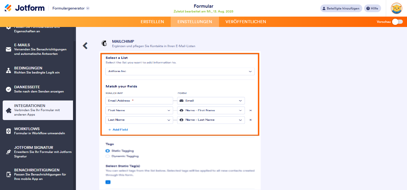 Wie Sie Mailchimp integrieren Image-5