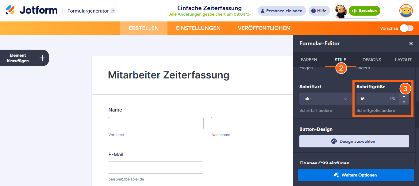 Wie Sie die Schriftgröße in Ihrem Formular ändern Image-2