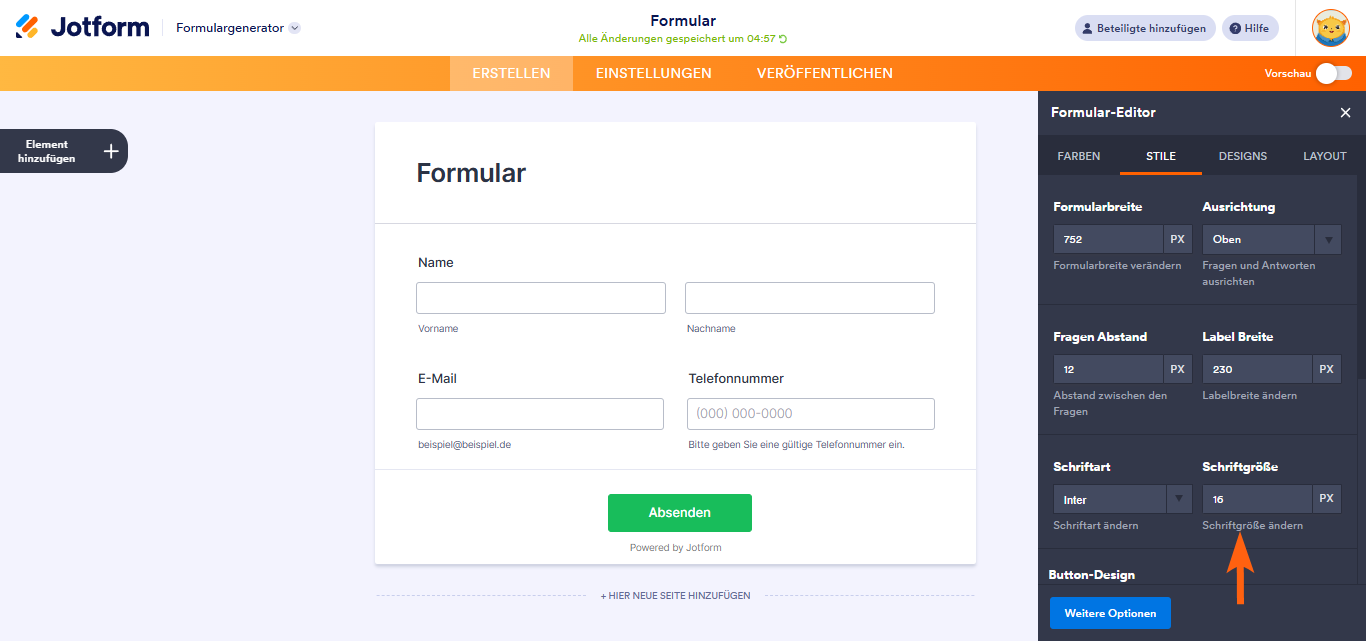 Wie Sie die Schriftgröße in Ihrem Formular ändern Image-2