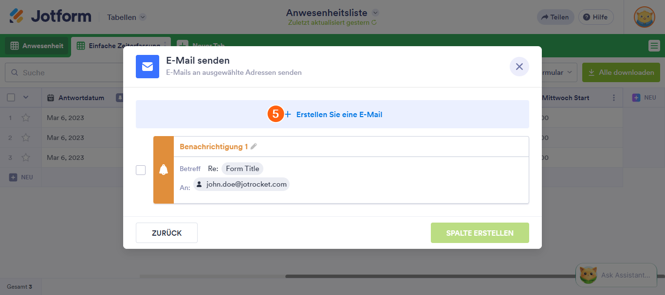 Wie Sie E-Mail mit Formulardaten in Jotform Tabellen senden Image-4