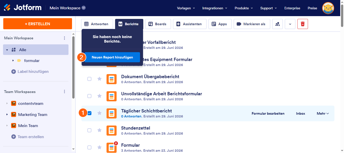 Wie Sie Formularberichte in Jotform erstellen Image-1