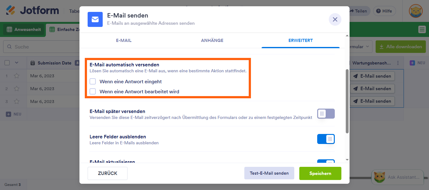 Wie Sie E-Mail mit Formulardaten in Jotform Tabellen senden Image-8