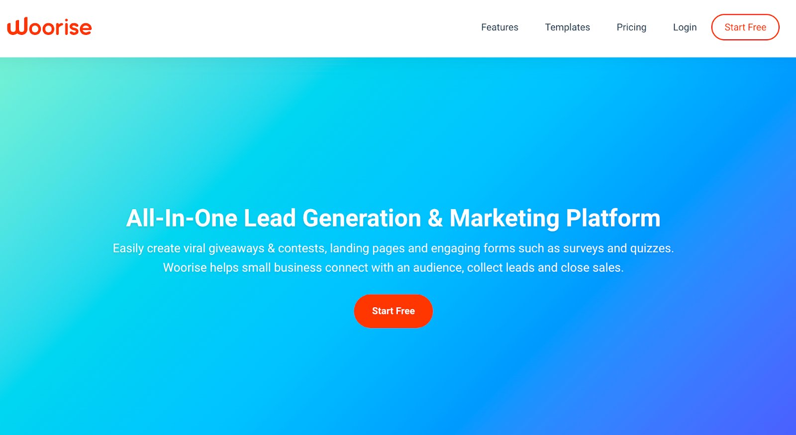 Interface de utilizador do Woorise