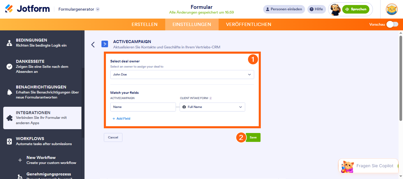 Wie Sie ActiveCampaign in Ihr Formular integrieren Image-7
