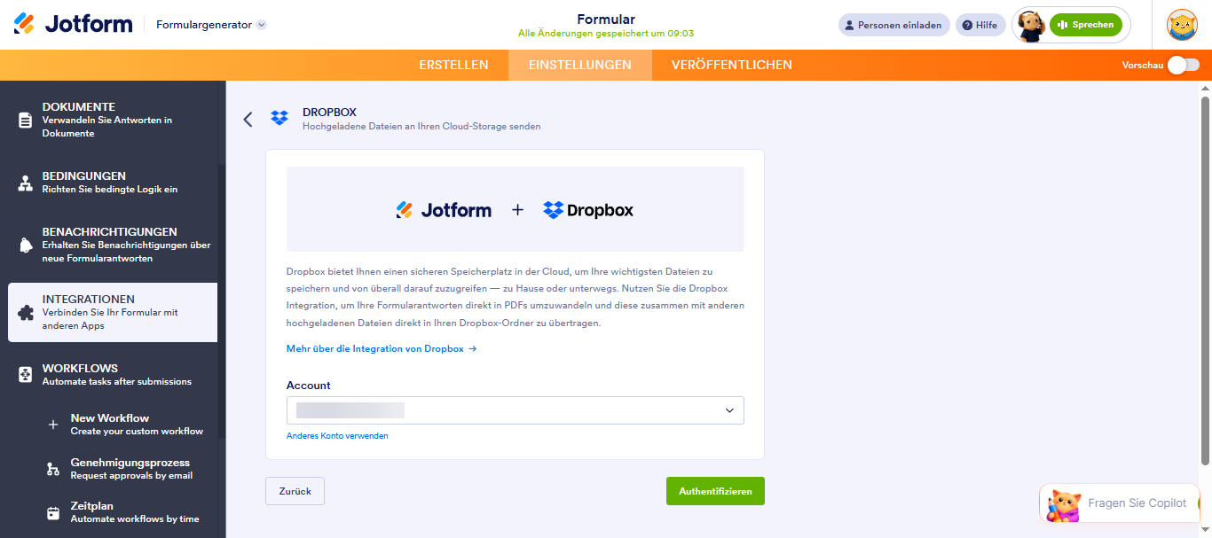 Mit Jotform zu Dropbox hochladen Image-2