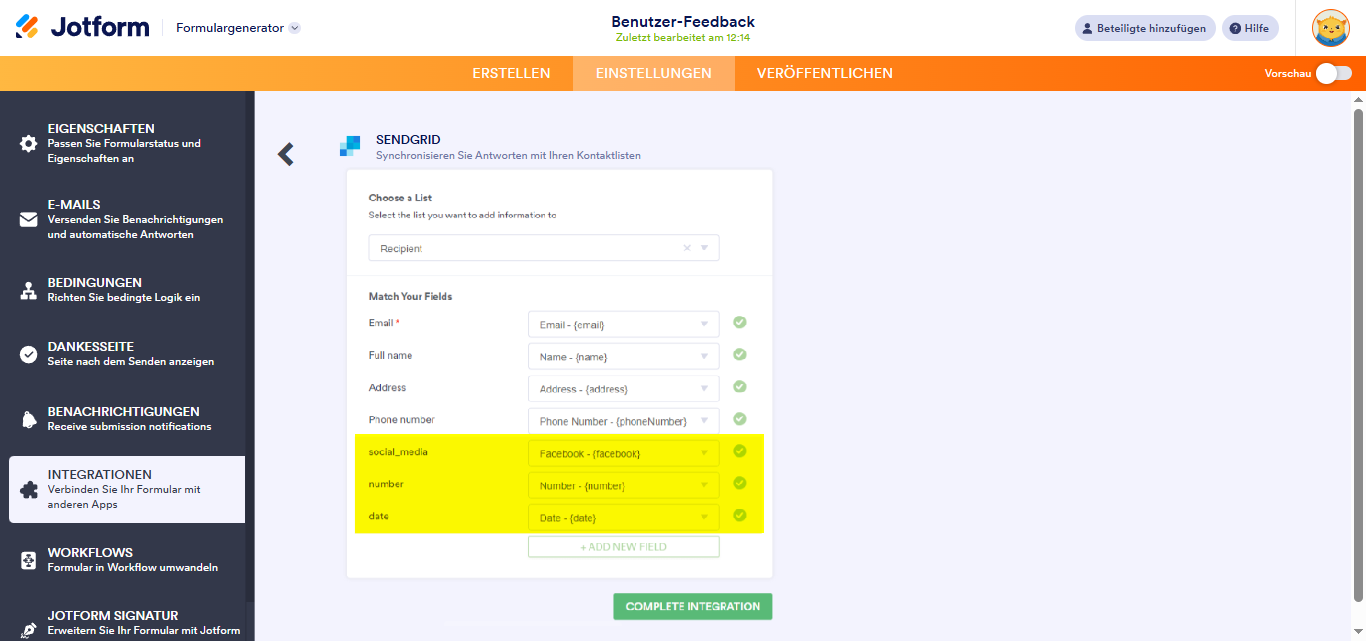 Wie Sie Ihr Formular in SendGrid integrieren können Image-3