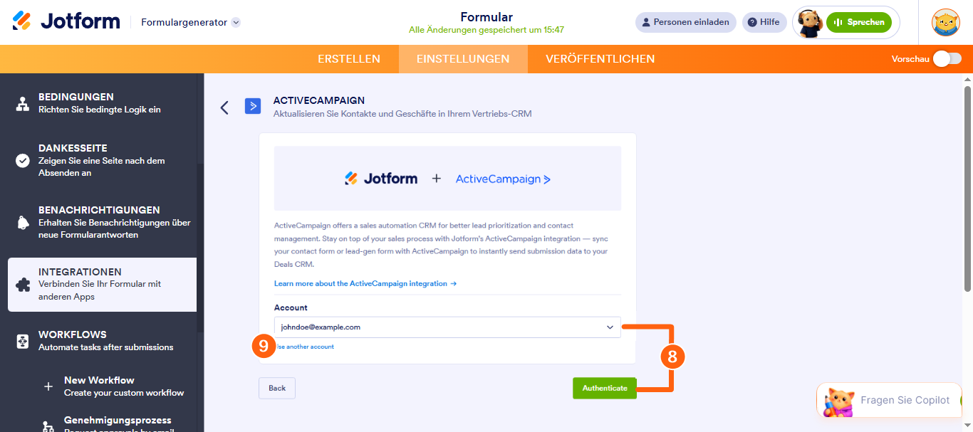 Wie Sie ActiveCampaign in Ihr Formular integrieren Image-4