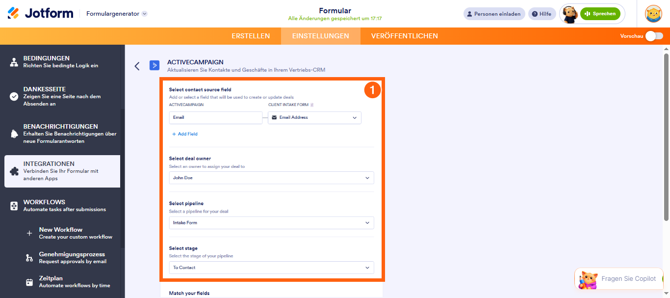 Wie Sie ActiveCampaign in Ihr Formular integrieren Image-8