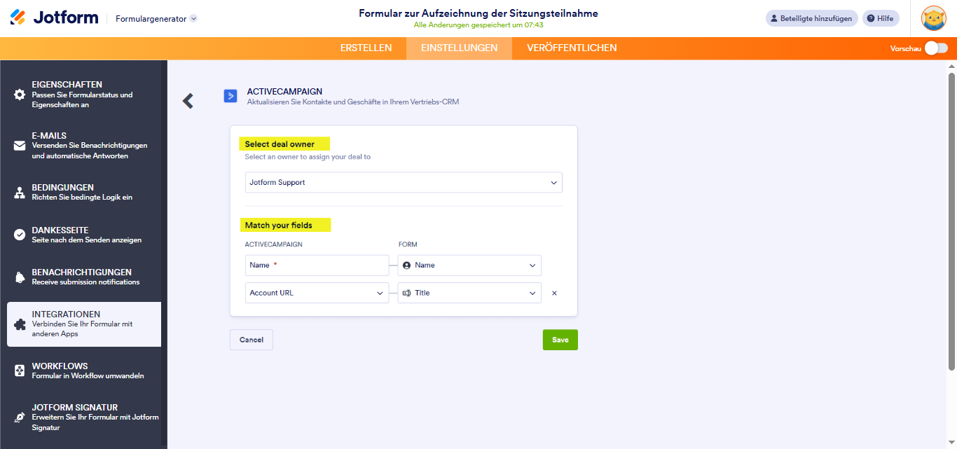 Wie Sie ActiveCampaign in Ihr Formular integrieren Image-8