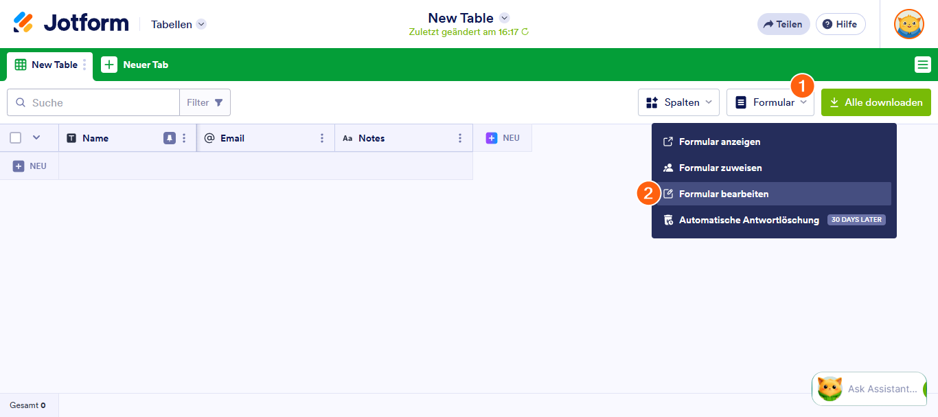 Wie Sie eine leere Tabelle in Jotform Tabellen erstellen Image-3
