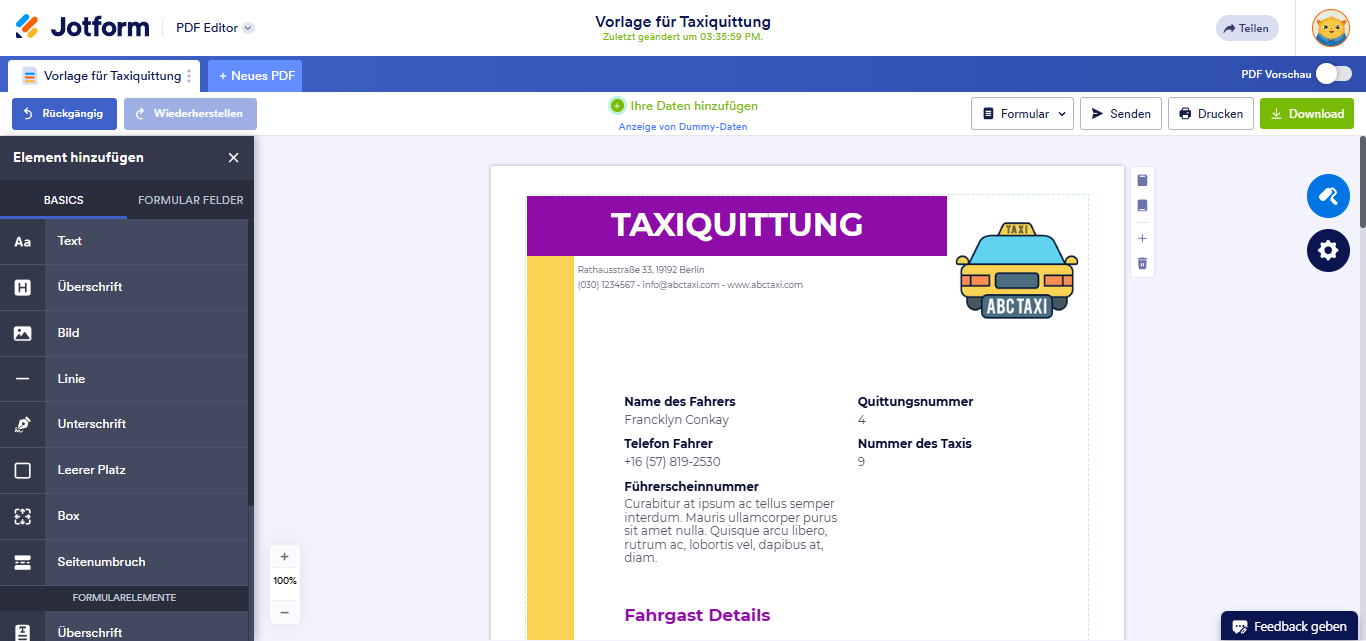 Wie Sie Elemente in einer PDF-Vorlage verschieben und ausrichten Image-2