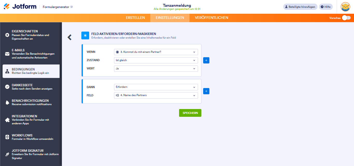 Wie Sie ein Feld abhängig von der Antwort des Benutzers erforderlich machen Image-2