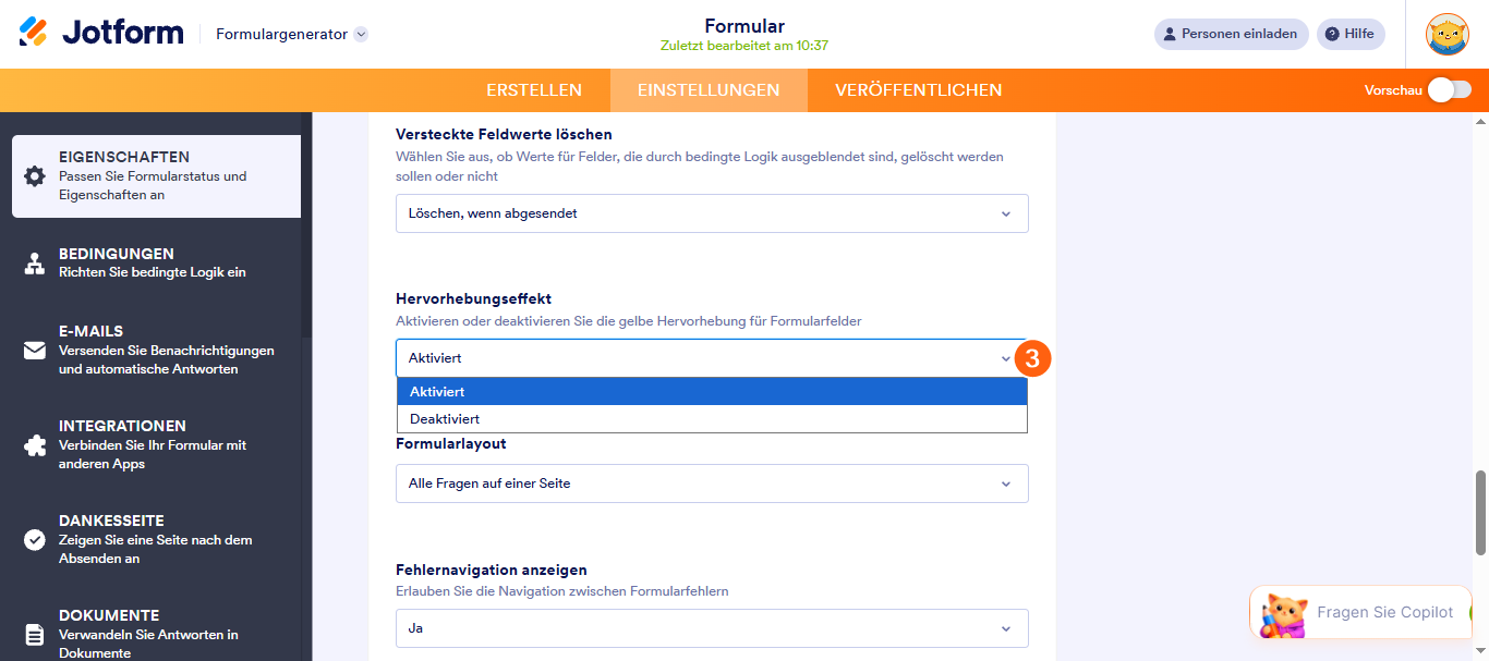 Verwalten von Feldfehlerzuständen und Hervorhebungseffekt Image-6