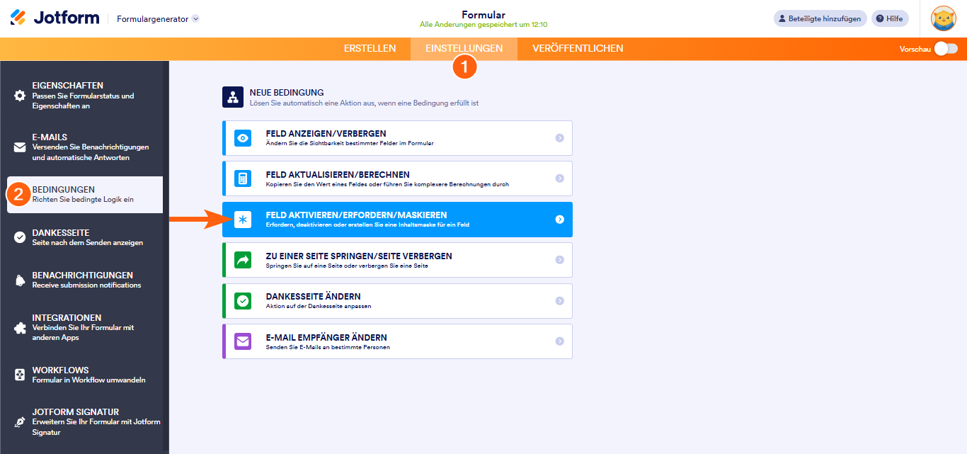 Wie Sie ein Feld abhängig von der Antwort des Benutzers erforderlich machen Image-1