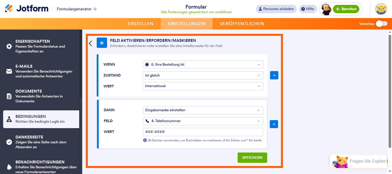 Wie Sie die Inhaltsmaske für ein Formularfeld basierend auf einer anderen Feldeingabe festlegen Image-6