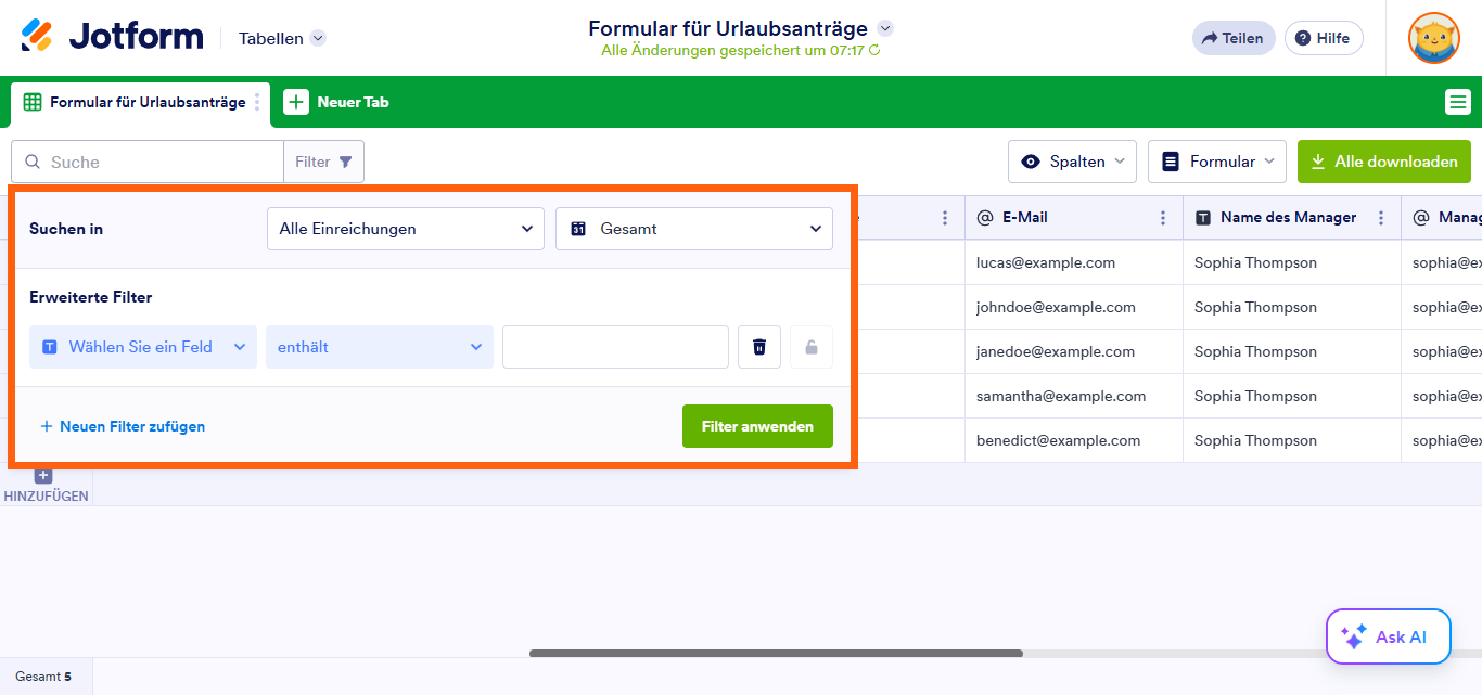 Wie Sie den Genehmigungsprozess in Jotform Tabellen verfolgen können Image-4