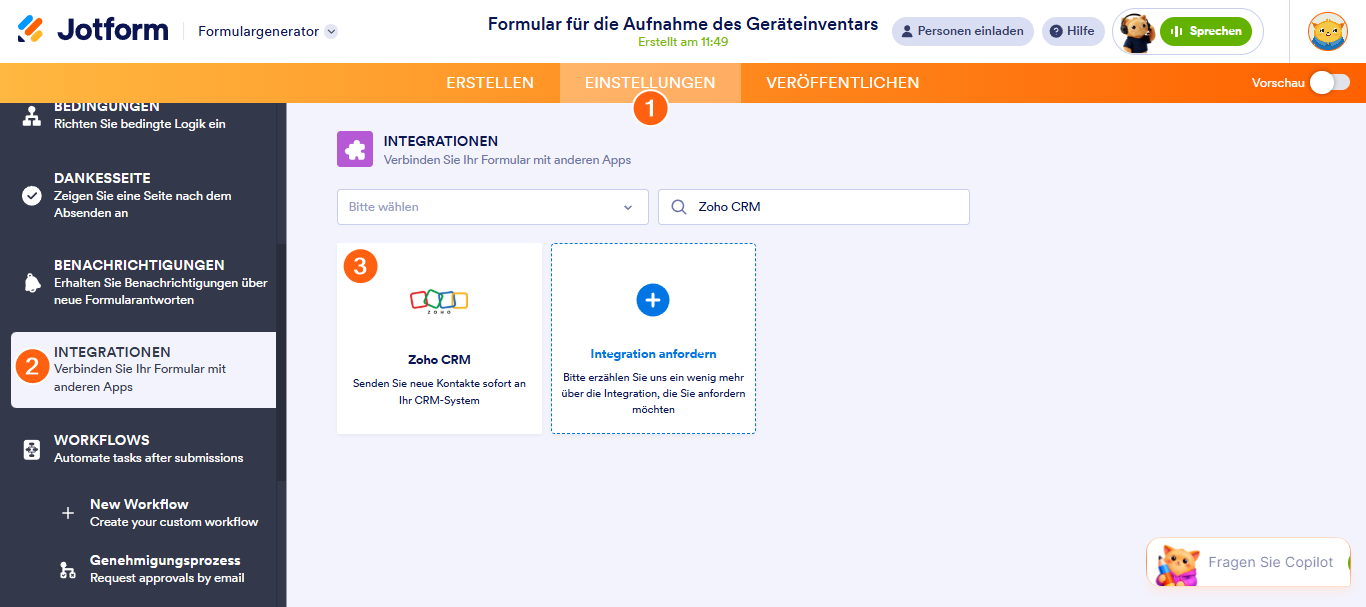 Wie Sie Jotform in Zoho CRM integrieren Image-1