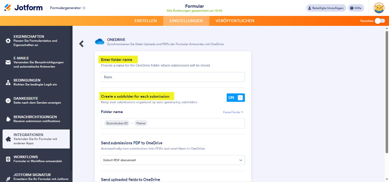 Wie Sie Jotform in OneDrive integrieren Image-4